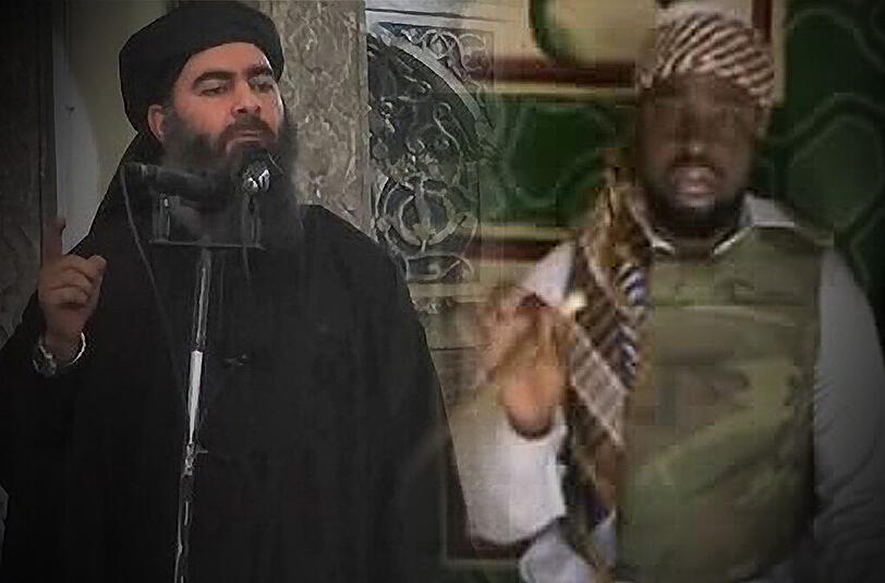 Links: Der IS-Anführer Abu Bakr al-Bagdadi Rechts: Boko-Haram-Chef Abubakar Shekau. Shekau soll al-Bagdadi in einer Botschaft die Treue geschworen haben. Schließen sich die gefürchteten Terror-Organisationen zusammen?