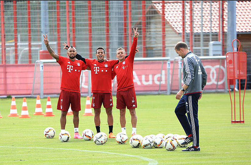 Hatten sichtlich Spaß: Arturo Vidal, Thiago und Geburtstagskind Rafinha.