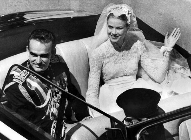 Fürst Rainer und Grace Kelly an ihrem Hochzeitstag