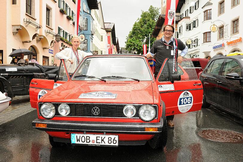 Maria Höfl-Riesch, Felix Baumgartner und Johann bei der Alpenrallye in Kitzbühel 2014. Die Bilder.