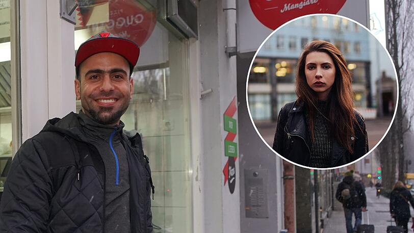 Rashid Hawre Rahim (links) hat den Räuber, der Giulia G. (22) überfallen hat, mit einem Pizza-Schieber niedergeschlagen.