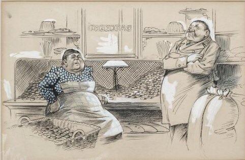 Und diese Karikatur von Benedikt Josef Engl (Limit: 250 Euro).