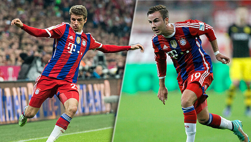 Unorthodox und unberechenbar: Weltmeister und Bayern-Original Thomas Müller (l). Auf der anderen Seite ein Künstler und Ballstreichler: Weltmeistermacher und Bayern-Star Mario Götze. Unorthodox und unberechenbar: Weltmeister und Bayern-Original Thomas Müller (l). Auf der anderen Seite ein Künstler und Ballstreichler: Weltmeistermacher und Bayern-Star Mario Götze.