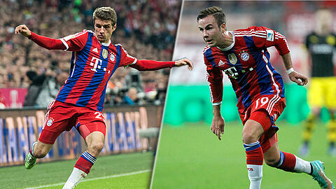 Unorthodox und unberechenbar: Weltmeister und Bayern-Original Thomas Müller (l). Auf der anderen Seite ein Künstler und Ballstreichler: Weltmeistermacher und Bayern-Star Mario Götze.