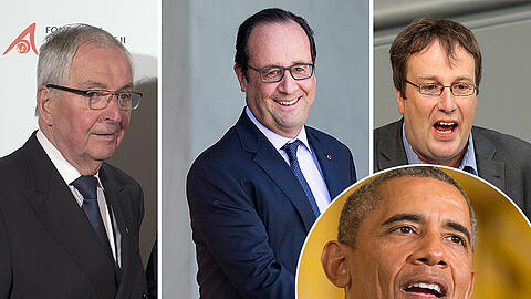 Der frühere Bundesumweltminister und ehemalige Exekutivdirektor des UN-Umweltprogramms, Klaus Töpfer, Frankreichs Präsident François Hollande sowie der stellvertretende Fraktionsvorsitzende der Grünen im Bundestag, Oliver Krischer, begrüßen Obamas Klima-Vorstoß.