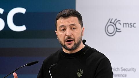 Wolodymyr Selenskyj, Präsident der Ukraine, spricht während der 60. Münchner Sicherheitskonferenz (MSC).