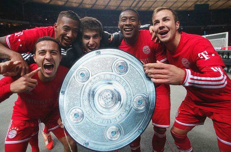 Bilder von der Meisterschaftsfeier des FC Bayern am Marienplatz.