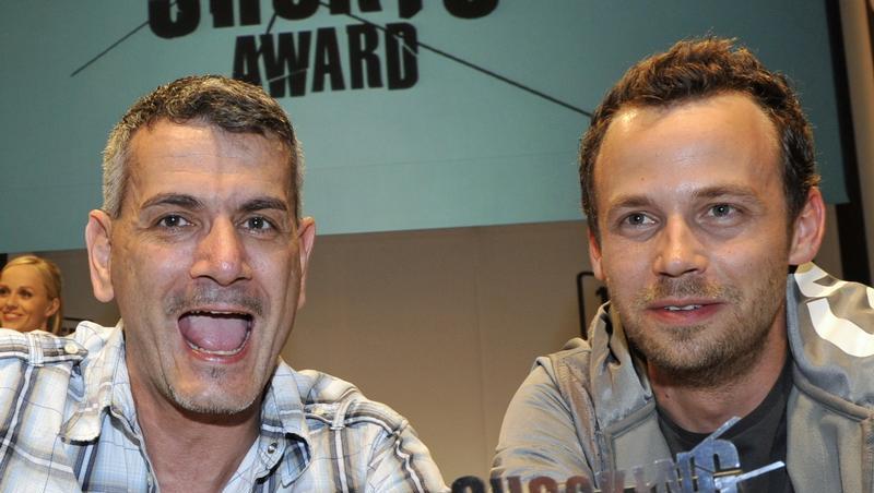 Die Regisseure Marco J.Riedl (l) und Carsten Vauht nach der Verleihung des Shocking Shorts Award. Die Regisseure Marco J.Riedl (l) und Carsten Vauht nach der Verleihung des Shocking Shorts Award.