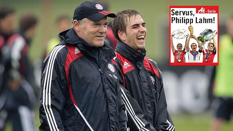 Gerland (l.) und Lahm im Jahr 2009. Der Tiger war eine wichtige Person in Lahms Karriere.