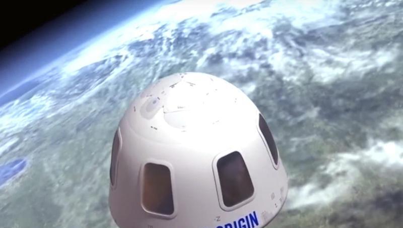Diese undatierte Illustration von Blue Origin zeigt die Kapsel, mit der die Firma Touristen ins All bringen will. Ein Sitzplatz für den ersten bemannten Weltraumflug ist für 28 Millionen US-Dollar versteigert worden.