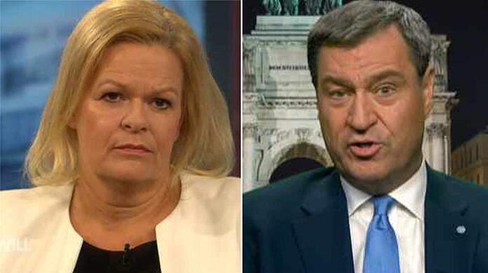 Nancy Faeser und Markus Söder werfen sich gegenseitig Wahlkampf vor.
