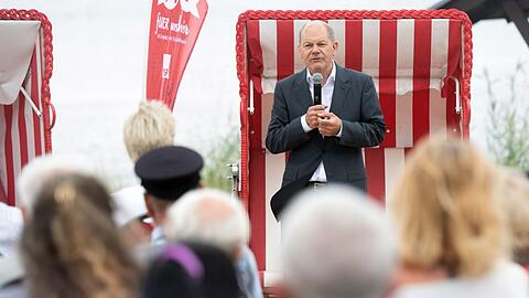 Wenig Inhalt, wenige Zuschauer? Olaf Scholz während einer Wahlkampf-Veranstaltung in Ueckermünde.