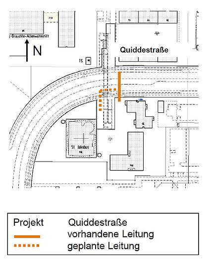 Während der Bauzeit entfallen die Parkplätze vor dem Haus Nummer 35 in der Quiddestraße.