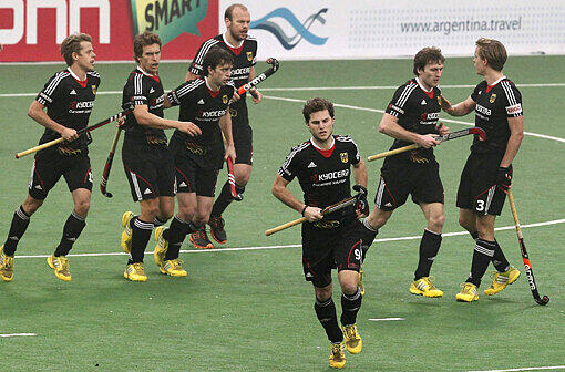 Die deutschen Hockeyherren beim World-League Viertelfinale gegen die Niederlande.