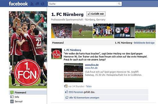Platz 8 mit 108.451 Facebook-Fans: 1. FC Nürnberg