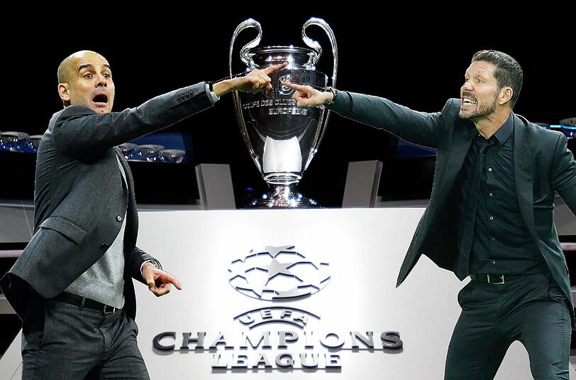 Als Trainer 2009 und 2011 Gewinner der Champions League mit dem FC Barcelona: Bayerns Pep Guardiola. 2013/14 im Finale der Champions League Stadtrivale Real Madrid unterlegen: Atlético-Trainer Diego Simeone