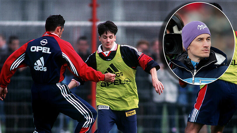 Der Skisprung-Star als Fußballer: Martin Schmitt, damals 21, beim Training mit dem FC Bayern an der Säbener Straße.