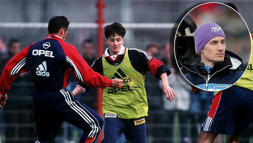 Der Skisprung-Star als Fußballer: Martin Schmitt, damals 21, beim Training mit dem FC Bayern an der Säbener Straße. Der Skisprung-Star als Fußballer: Martin Schmitt, damals 21, beim Training mit dem FC Bayern an der Säbener Straße.