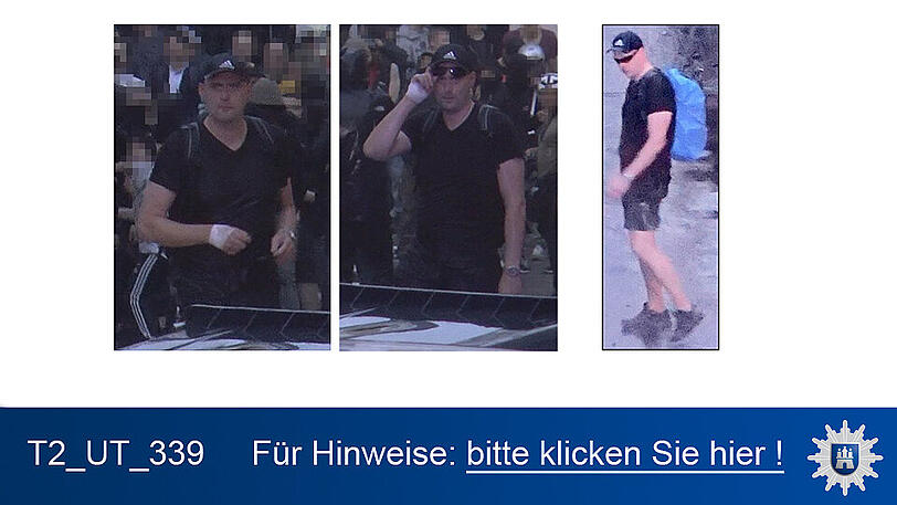 Nach diesen Personen wird öffentlich gefahndet. Die Polizei in Hamburg wird erreicht unter 040/4286-76543.