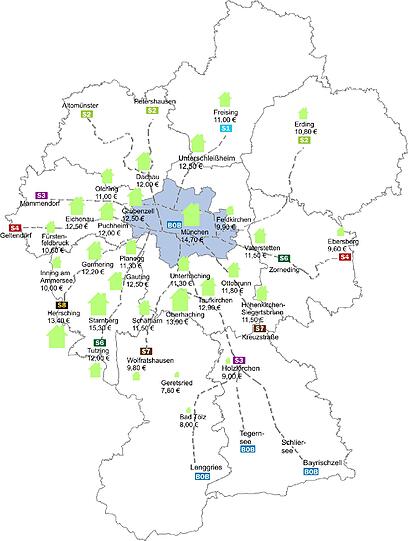 Hier sehen Sie, was man
im Münchner Umland pro Quadratmeter im Schnitt an Kaltmiete zahlt. Grundlage ist eine Beispiel-Bestandswohnung mit 70 Quadratmetern und drei Zimmern.