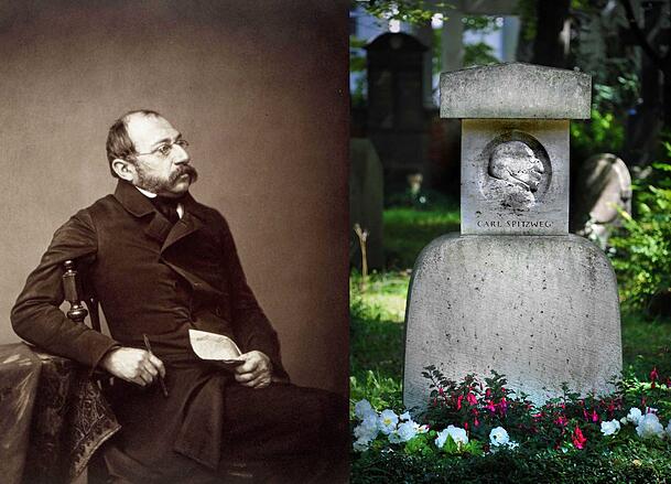 Carl Spitzweg ist wie viele bekannte Münchner seiner Zeit auf dem Alten Südlichen Friedhof bestattet. Carl Spitzweg ist wie viele bekannte Münchner seiner Zeit auf dem Alten Südlichen Friedhof bestattet.