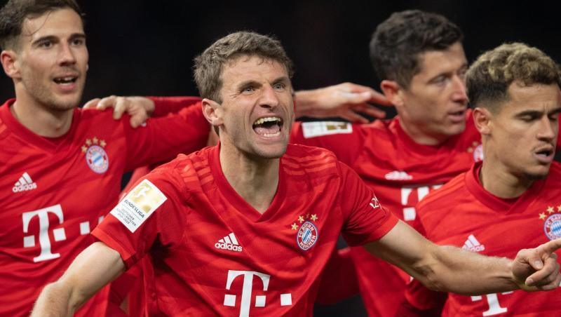 Thomas Müller (M) feiert seinen Treffer zum 1:0 gegen Hertha. Thomas Müller (M) feiert seinen Treffer zum 1:0 gegen Hertha.