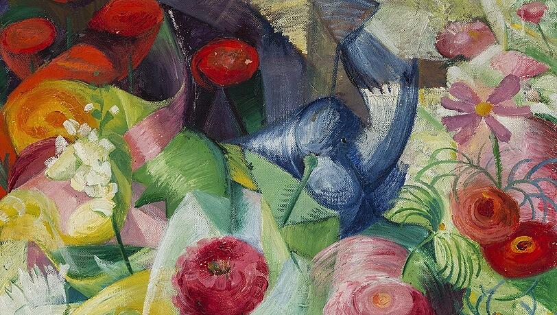 Maria Franck-Marcs große Stärke: Florales wie dieses Blumenstück mit Dahlien, entstanden um 1913. Maria Franck-Marcs große Stärke: Florales wie dieses Blumenstück mit Dahlien, entstanden um 1913.