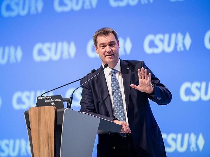 Markus Söder, CSU-Parteivorsitzender, spricht beim CSU-Parteitag in der Olympiahalle. Foto: Matthias Balk/dpa