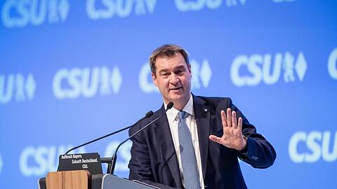 Markus Söder, CSU-Parteivorsitzender, spricht beim CSU-Parteitag in der Olympiahalle. Foto: Matthias Balk/dpa