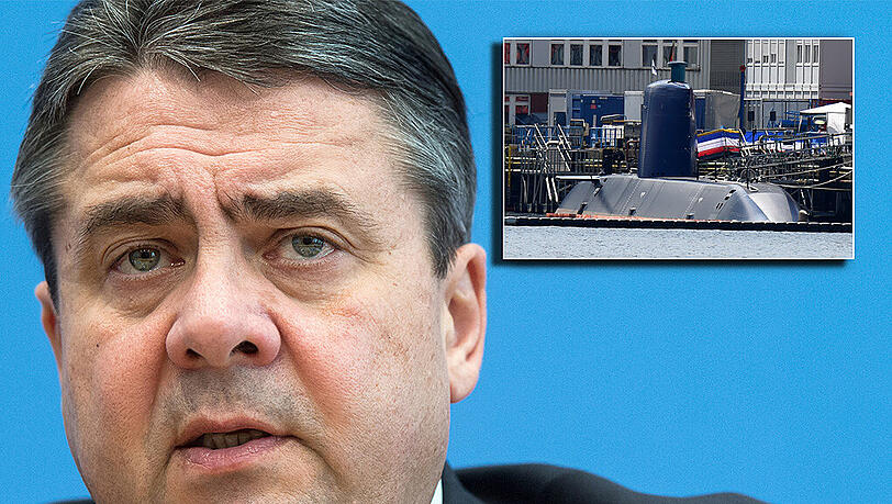 Die Rüstungsexporte gingen unter Wirtschaftsminister Sigmar Gabriel (SPD) zurück, der Export von Kriegswaffen verdoppelte sich aber. Im Bild: Das Uboot, welches Deutschland für 600 Millionen Euro an Israel verkaufte. Die Rüstungsexporte gingen unter Wirtschaftsminister Sigmar Gabriel (SPD) zurück, der Export von Kriegswaffen verdoppelte sich aber. Im Bild: Das Uboot, welches Deutschland für 600 Millionen Euro an Israel verkaufte.