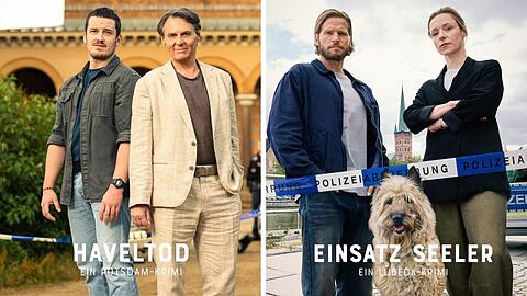 Wolfgang Bahro (2.v.l.) und Sebastian Ströbel (r.) ermitteln am "Tödlichen Dienst-Tag" - mit Unterstützung von Felix Kreutzer (l.) und Friederike Linke.