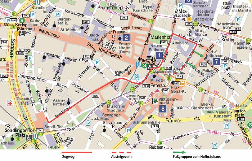 Der Zugweg: Los geht die Gaudi in der Herzog-Wilhelm-Straße.