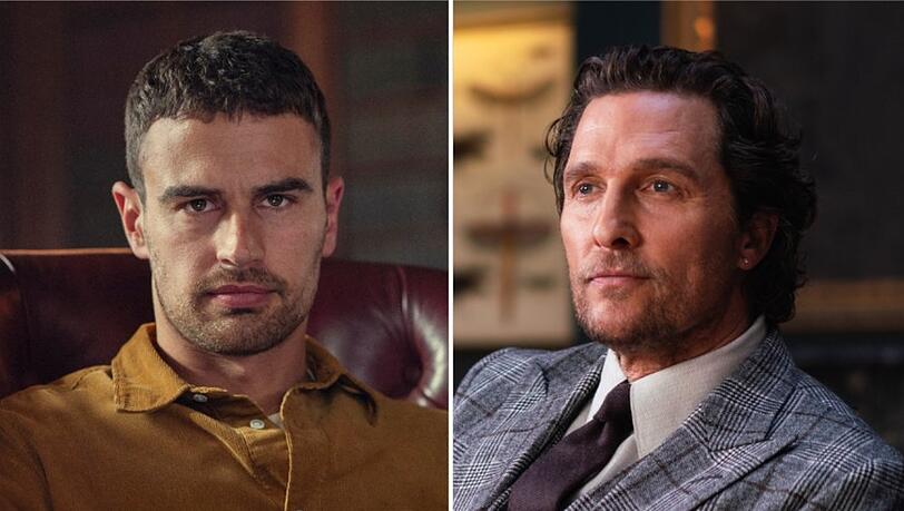 In der Serie "The Gentlemen" spielt Theo James (l.) die Hauptrolle, im gleichnamigen Film war es Matthew McConaughey.