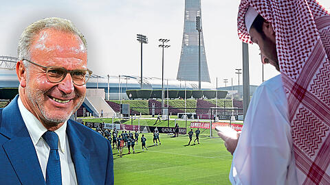 Beste Beziehungen: Zum zehnten Mal reist der FC Bayern bereits ins Trainingslager nach Katar. Vorstandschef Karl-Heinz Rummenigge (l.) muss sich deshalb auch kritische Fragen gefallen lassen.