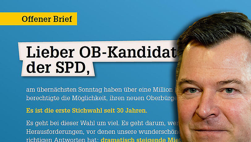 "Lieber OB-Kandidat der SPD" - so beginnt der offenen Brief von Josef Schmid. Gemeint ist übrigens Dieter Reiter. "Lieber OB-Kandidat der SPD" - so beginnt der offenen Brief von Josef Schmid. Gemeint ist übrigens Dieter Reiter.