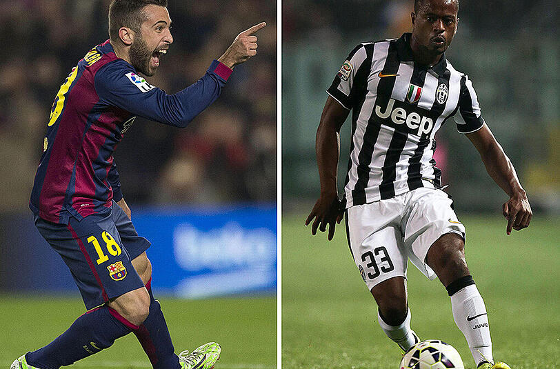 Außenverteidigung links: Jordi Alba (26) - Patrice Evra (34): Barcelona verlängerte gerade erst den Vertrag mit Alba bis 2020. Die festgeschriebene Ablösesumme von 150 Millionen Euro zeigt die Wertschätzung der Katalanen für den offensiv ausgerichteten Außenverteidiger. Juves Routinier Evra spielt bereits sein fünftes Königsklassen-Finale - drei davon verlor er aber (einmal mit Monaco, zweimal mit Manchester United). In Turin knüpfte er wieder an alte Glanzzeiten an.