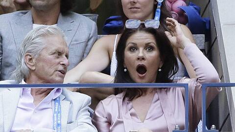 Kann kaum glauben, was sie da miterlebt: Catherine Zeta-Jones bei den US Open