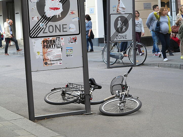 Ein gefährlicher Radl-Parkplatz am Marienplatz.