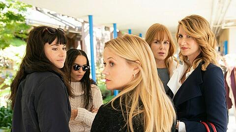 Die "Monterey Five" aus "Big Little Lies": Shailene Woodley (v.l.), Zoë Kravitz, Reese Witherspoon (vorne), Nicole Kidman und Laura Dern (r.).