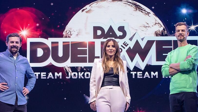 Klaas Heufer-Umlauf, Jeannine Michaelsen und Joko Winterscheidt (v.l.n.r.) kehren an Weihnachten mit "Das Duell um die Welt" auf ProSieben zurück.
