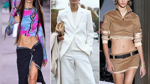Low-Waist, weiße Power Suits und Ultra-Miniröcke: Diese Kleidungsstücke sind im Frühling 2022 Trend.
