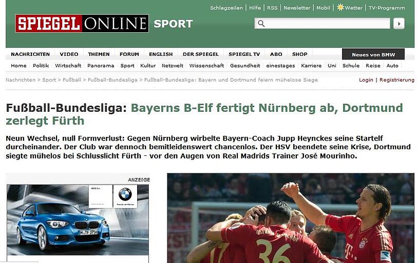 Der Spiegel fand "null Formverlust" bei Münchens B-Elf.