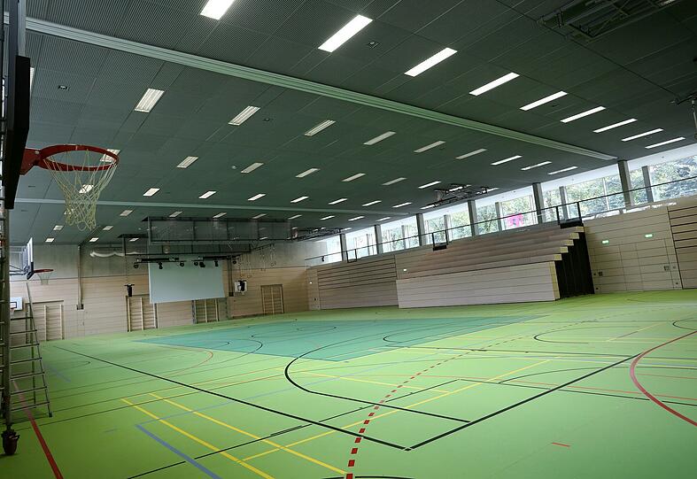 Die 1200 Quadratmeter große neue Turnhalle.