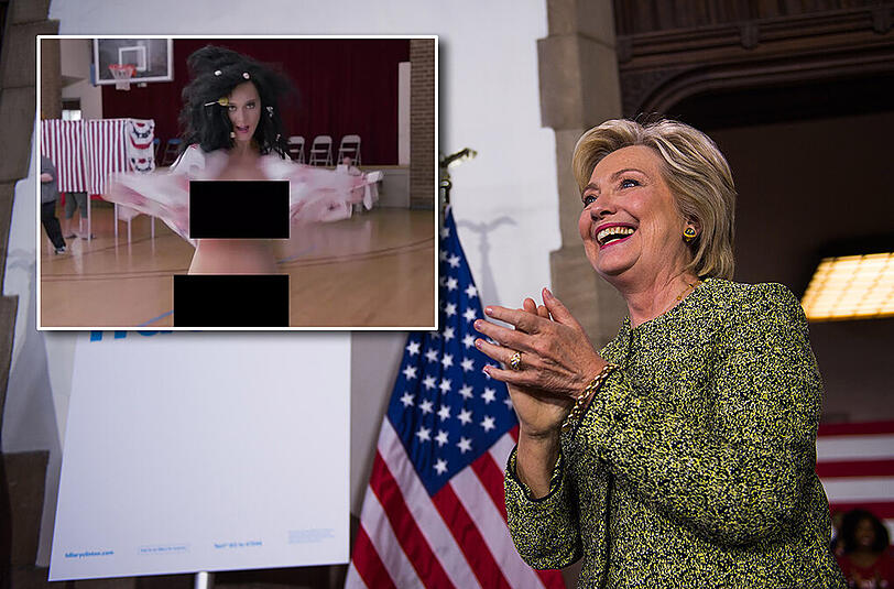 Will, dass Clinton US-Präsidentin wird und zieht sich dafür sogar aus: Katy Perry.