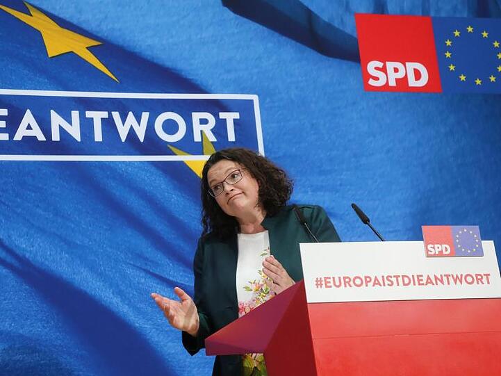 Andrea Nahles (SPD) ist zu sehen. Foto: Wolfgang Kumm
