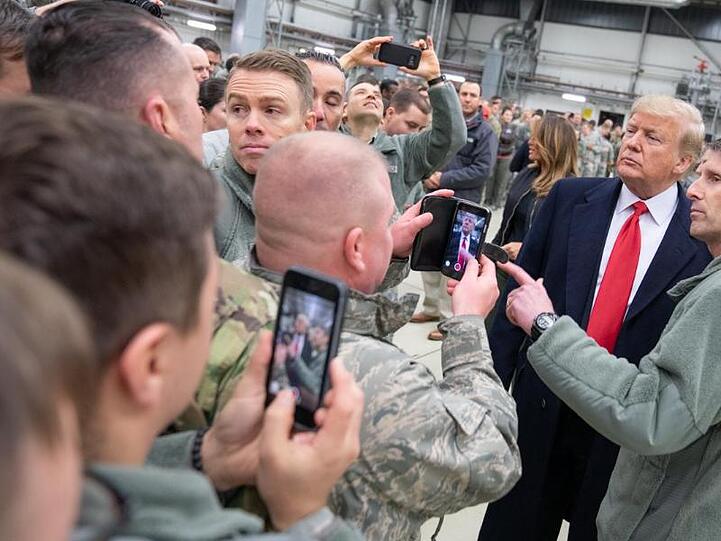 US-Präsident Donald Trump bei einem Besuch auf dem Stützpunkt der US-Luftwaffe in Ramstein.