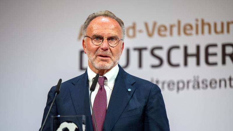 Karl-Heinz Rummenigge, Bayern Münchens ehemaliger Vorstandschef, spricht.
