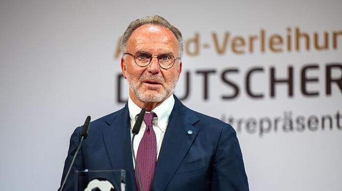 Karl-Heinz Rummenigge, Bayern Münchens ehemaliger Vorstandschef, spricht.