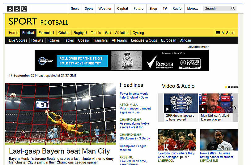 Quasi im letzten Atemzug siegen die Bayern gegen ManCity - so sieht es die BBC.