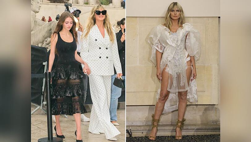Heidi Klum - und ihre Tochter Leni (l.) - hat viel zu tun bei der Paris Fashion Week.